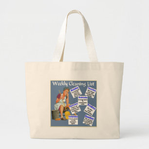 Grand Tote Bag liste hebdomadaire de nettoyage