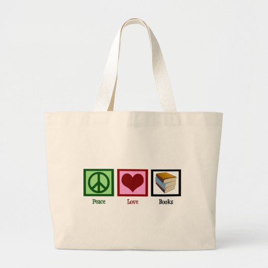 Grand Tote Bag Livres d'amour de paix (Devant)