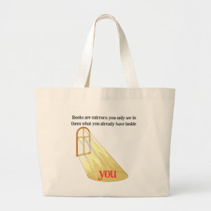 Grand Tote Bag Livres Sont Miroirs Citation Lecteur Fenêtre Jaune
