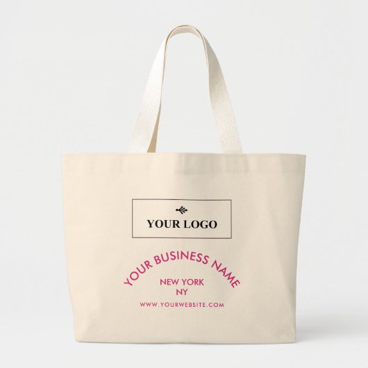 Grand Tote Bag Logo chic fuchsia site web professionnel promotion (Devant)