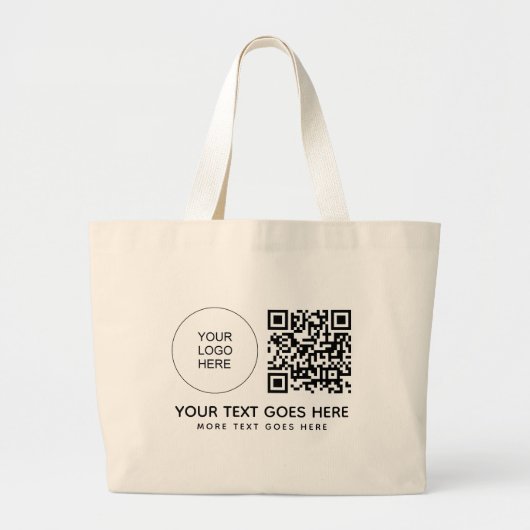 Grand Tote Bag Logo commercial promotionnel Code à barres QR (Devant)