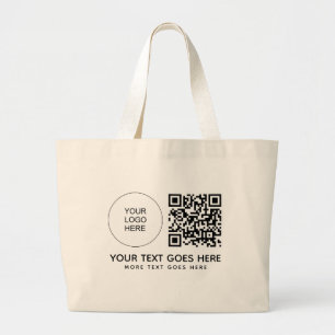 Grand Tote Bag Logo de l'entreprise imprimée sur un côté Code QR