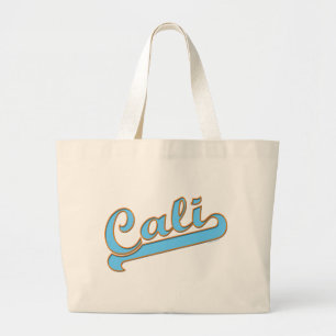 Grand Tote Bag Logo de surfer de Cali la Californie dans le bleu