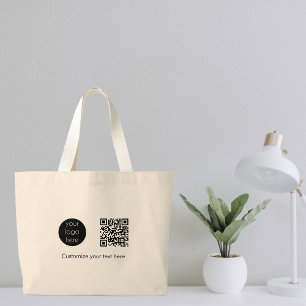 Grand Tote Bag Logo d'entreprise Code QR promotionnel Texte