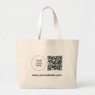 Grand Tote Bag Logo personnalisable Adresse du site Web Modèle QR