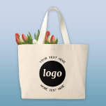 Grand Tote Bag Logo Simple Avec Entreprise Texte<br><div class="desc">Ajoutez votre propre logo et le choix du texte à cette conception. Supprimez le texte supérieur ou inférieur si vous préférez. Minimaliste et professionnel. Idéal pour l'image de marque des employés ou comme produit promotionnel pour vos clients et clients.</div>