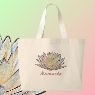 Grand Tote Bag Lotus Blossom Nénuphar Fleur Pastel Floral