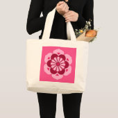 Grand Tote Bag Lotus Flower Mandala, Fuchsia Pink et Bourgogne (Devant (produit))