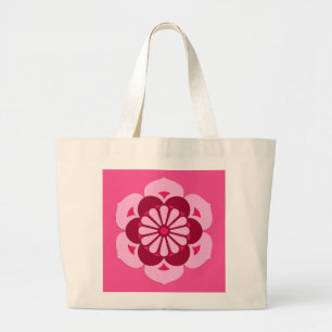 Grand Tote Bag Lotus Flower Mandala, Fuchsia Pink et Bourgogne