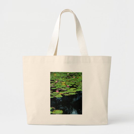 Grand Tote Bag lotus rose noir (Devant)