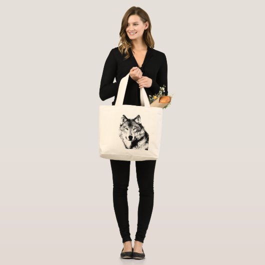 Grand Tote Bag Loup (Devant (modèle))