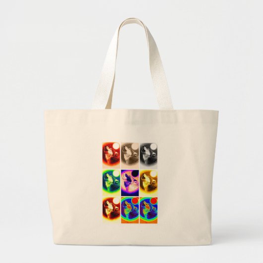 Grand Tote Bag Loup d'art pop (Devant)
