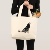 Grand Tote Bag Loup de Howling blanc noir (Devant (produit))