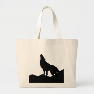 Grand Tote Bag Loup solitaire debout sur une colline