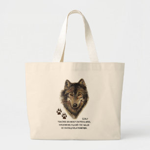 Grand Tote Bag Loup, Totem animal loup, Guide de la nature