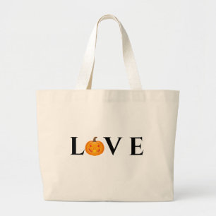Grand Tote Bag Love Citrouille Fourre-tout