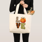 Grand Tote Bag LOVE - Citrouille mignon et lettres de points Polk (Devant (produit))