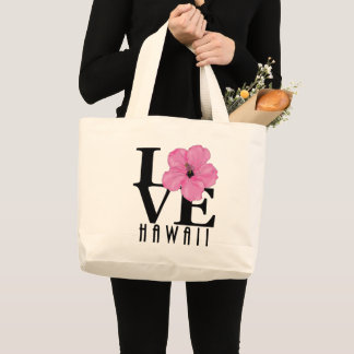 Grand Tote Bag LOVE Hawaii - Hibiscus rose