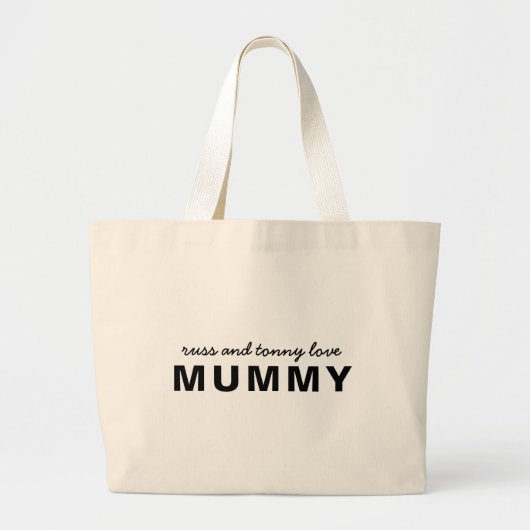 Grand Tote Bag Love Mama | Modern Bold Kids Names Design (Devant)