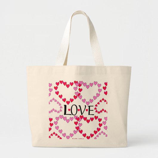 Grand Tote Bag LOVE ROUGE ROSE DE Tiny Hearts (Devant)