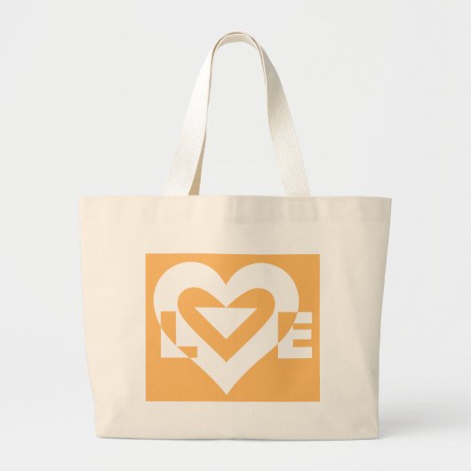 Grand Tote Bag Love White sur Orange (Devant)