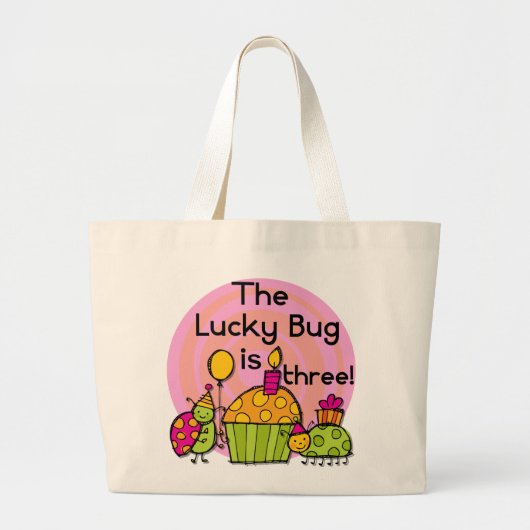 Grand Tote Bag Lucky Bug Cupcake 3e Anniversaire Tshirts et cadea (Devant)