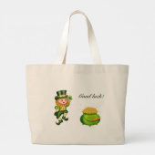 Grand Tote Bag Lutin mignon, calligraphie et un pot d'or (Dos)