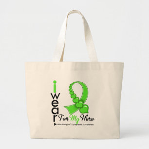 Grand Tote Bag Lymphome non Hodgkinien je porte le HÉROS de vert