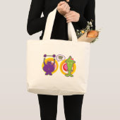 Grand Tote Bag M. Purple & Miss Green Cute Caractère de dessin an (Devant (produit))
