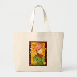 Grand Tote Bag Madame de thé en vert