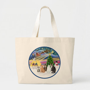 Grand Tote Bag Magie de Noël (R) - Cinq chats (AmSH)