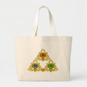 GRAND TOTE BAG MAGIQUE ELFIC TALISMAN /GOLD TRIANGLE AVEC GEMSTON (Devant)