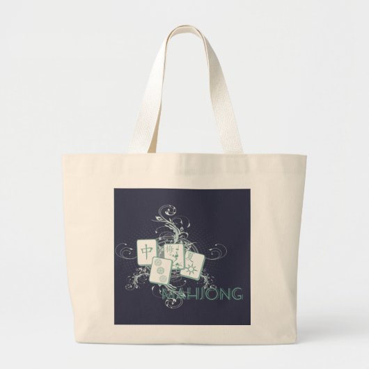 Grand Tote Bag mahjong bleu (Devant)