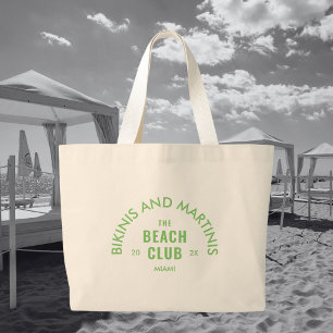 Grand Tote Bag Maillots de bain verts et martinis Le club de plag