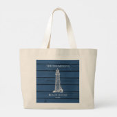 Grand Tote Bag Maison de plage Rustique Blue Wood Seahorse Lighth (Dos)