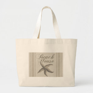 Grand Tote Bag Maison de plage Starfish Bord de mer Côté côte