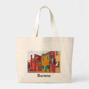 Grand Tote Bag Maisons de couleur en île Burano Italie de Venise