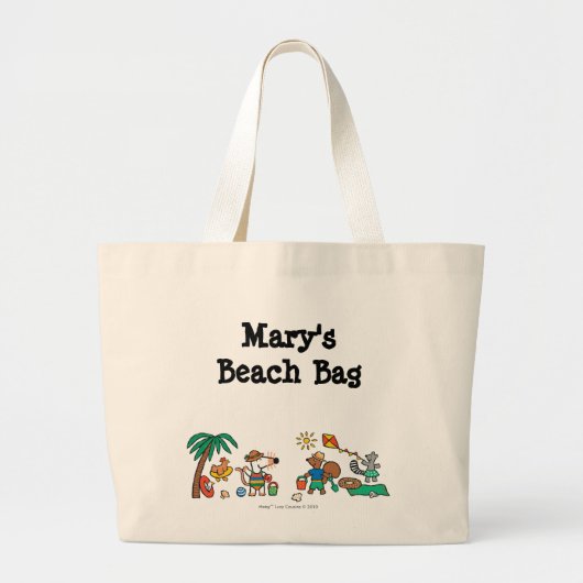 Grand Tote Bag Maisy et amis à la plage (Devant)