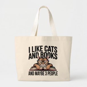 Grand Tote Bag Maman de chat Amoureuse de livres Antisociale Intr