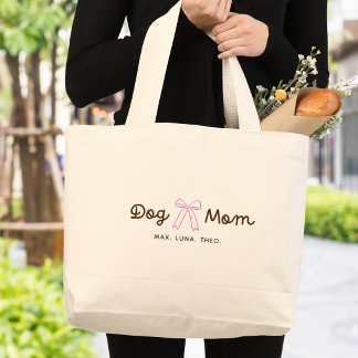 Grand Tote Bag Maman de Chien Minimaliste Personnalisé