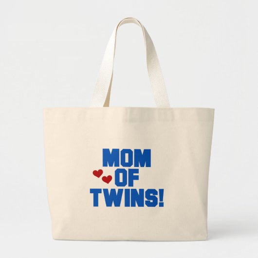 Grand Tote Bag Maman de maillots et cadeaux Twins-Blue Text (Devant)