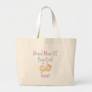 Grand Tote Bag Maman fière des jumelles de fille de garçon