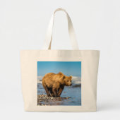 Grand Tote Bag Maman ours regarde ses deux enfants (Devant)