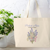 Grand Tote Bag Maman parfaite, Fleur sauvage aquarelle, Nom perso