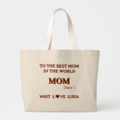 Grand Tote Bag Maman personnalisée Script naturel (Dos)