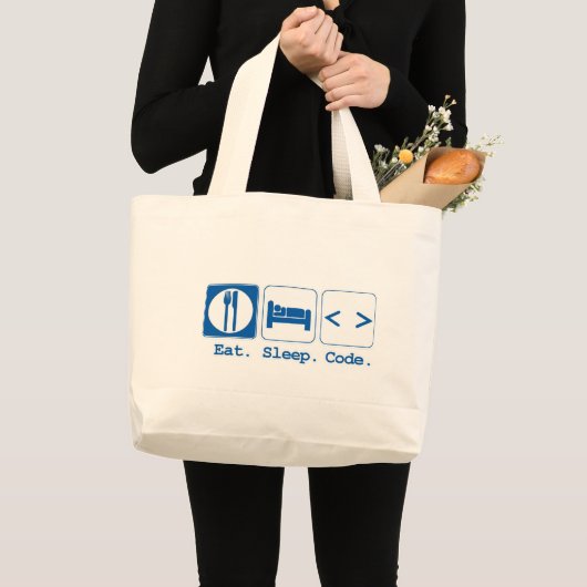 Grand Tote Bag manger dormir coder (html) (Devant (produit))