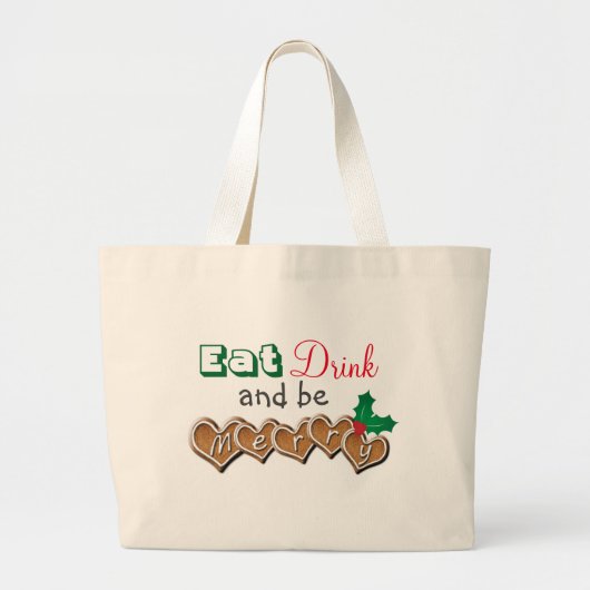 Grand Tote Bag Mangez, buvez et soyez Joyeux Noël (Devant)