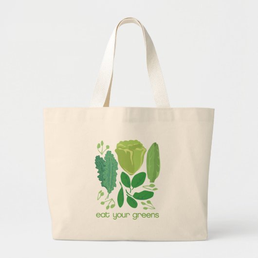 Grand Tote Bag Mangez de votre laitue mélangée par verts (Devant)