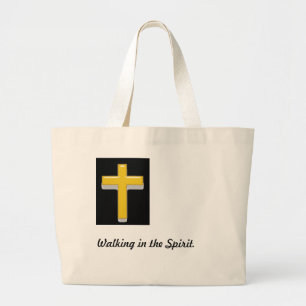 Grand Tote Bag Marche dans la croix de chrétien de citation