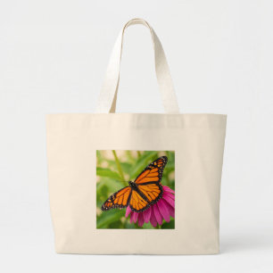 Grand Tote Bag Marché papillon et fleur fantaisiste